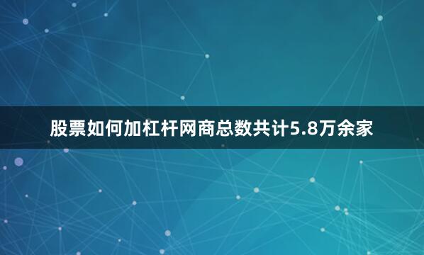 股票如何加杠杆网商总数共计5.8万余家